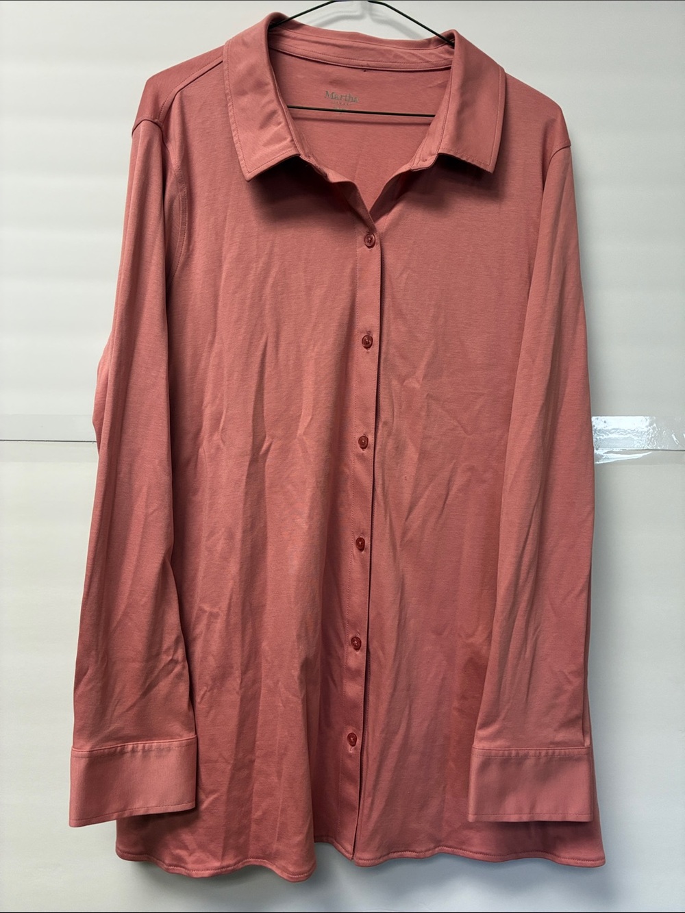 Women's Martha Stewart Coral Button-Up Long Sleeve Shirt very soft